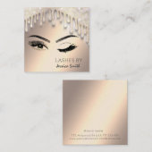 印象的なシックな金ゴールドのキラキラ輝くドリンクのメイクアップ目 スクエア名刺 (正面/裏面)