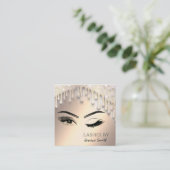 印象的なシックな金ゴールドのキラキラ輝くドリンクのメイクアップ目 スクエア名刺 (スタンド正面)