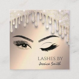 印象的なシックな金ゴールドのキラキラ輝くドリンクのメイクアップ目 スクエア名刺