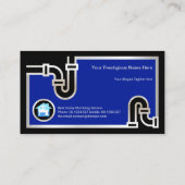 印象的なシルバー配管青い洪水水水水水配管 名刺 (裏面)