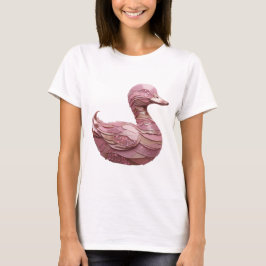 印象的なシルバー PINK SWAN デザイン Tシャツ