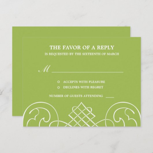 印象的なスワールウェディングRSVPポストカード インビテーションポストカード (正面/裏面)