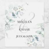 印象的なティール（緑がかった色）パープル抽象芸術フラワーワインラベル ワインラベル (シングルラベル)