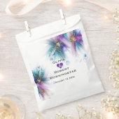 印象的なティール(緑がかった色)パープル抽象芸術花 フェイバーバッグ (クリップ留めされた状態)