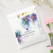 印象的なティール(緑がかった色)パープル抽象芸術花 フェイバーバッグ (封をした状態)