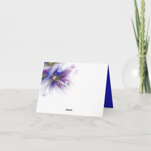 印象的なネイビーパープルの抽象花模様 サンキューカード (裏面)