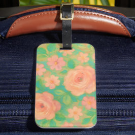 印象的なバラの花柄アート ラゲッジタグ
