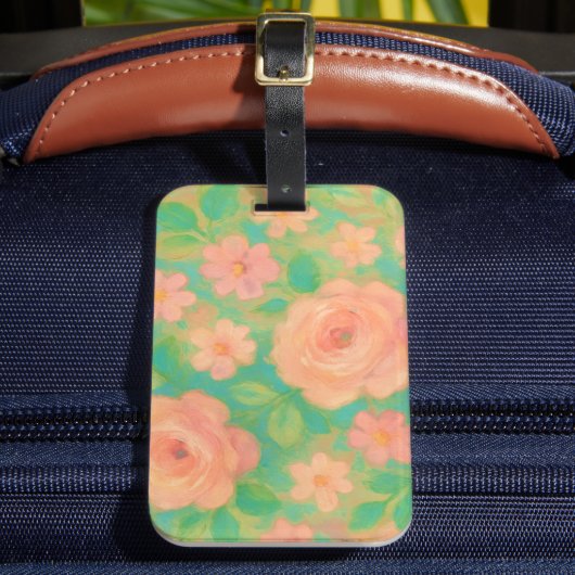 印象的なバラの花柄アート ラゲッジタグ (正面インサイチュ2)