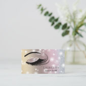 印象的なバラ金ゴールドダイヤモンド輝くメイクアップ目 名刺 (スタンド正面)