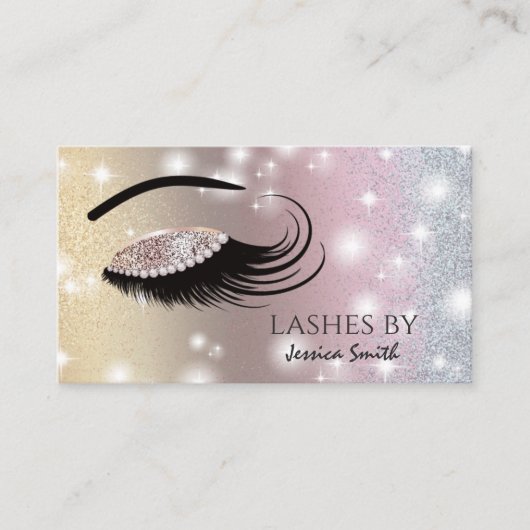 印象的なバラ金ゴールドダイヤモンド輝くメイクアップ目 名刺 (正面)