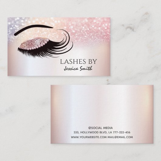 印象的なバラ金ゴールドダイヤモンド輝くメイクアップ目 名刺 (正面/裏面)