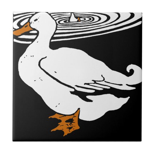 印象的なビクトリアンウッドカット動物コースター – アヒル タイル (正面)