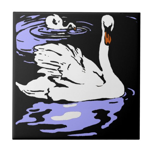 印象的なビクトリアンウッドカット動物コースター – 白鳥 タイル (正面)