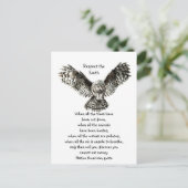 印象的なフクロウリスペクトアース先住民アメリカ引用文 ポストカード (スタンド正面)