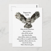 印象的なフクロウリスペクトアース先住民アメリカ引用文 ポストカード (正面/裏面)