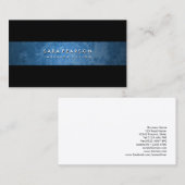 印象的なブラックグランジブルーストライプビジネスカード 名刺 (正面/裏面)