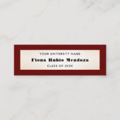 印象的なブルゴーニュ金ゴールド卒業名の挿入 スキニー名刺 (正面)