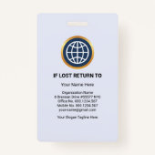 印象的なブルーストライプの会社スタッフの写真バッジ バッジ (裏面)