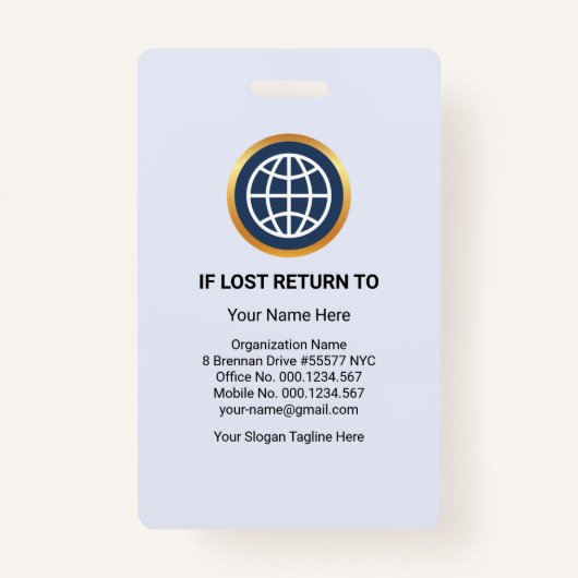 印象的なブルーストライプの会社スタッフの写真バッジ バッジ (裏面)