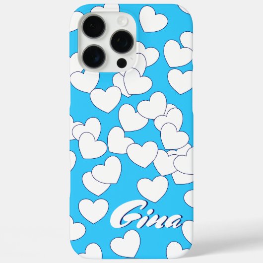 印象的なブルー カスタムネームテンプレート かわいいハート Case-Mate iPhoneケース (裏面)