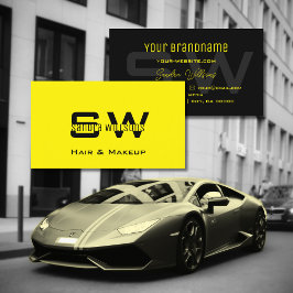 印象的なプレーン黄色と黒カッコいいモノグラム 名刺