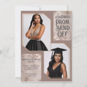 印象的なプロムが卒業2枚の写真を送る 招待状 (正面)