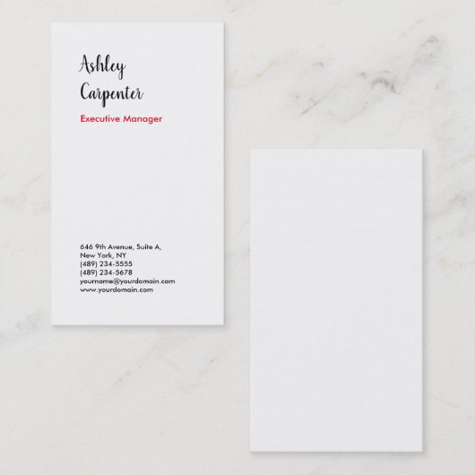 印象的なモダンエレガント赤い白のプロフェッショナル 名刺 (正面/裏面)