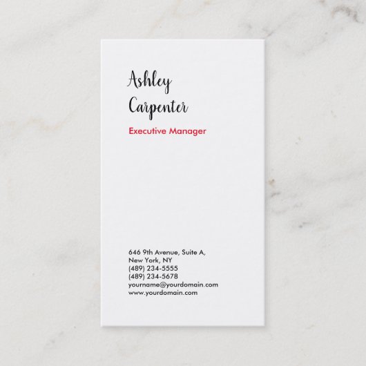 印象的なモダンエレガント赤い白のプロフェッショナル 名刺 (正面)