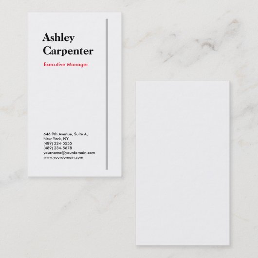 印象的なモダンエレガント赤い白のプロフェッショナル 名刺 (正面/裏面)