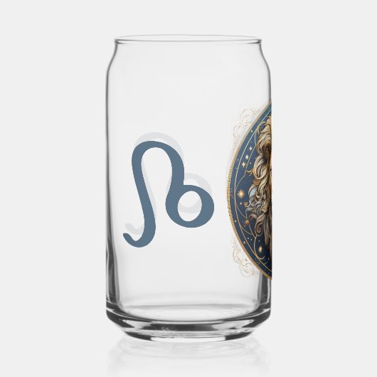 印象的なレオのシンボルアートワーク ガラス缶 (正面)