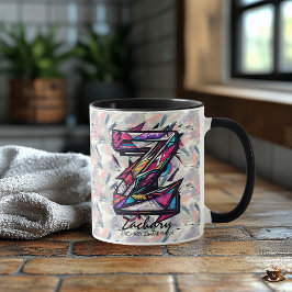 印象的な抽象芸術モノグラムマグ – Z for Zachary マグカップ