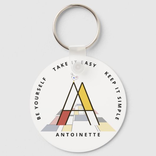 印象的な新可塑主義アートモノグラム。レターAキー キーホルダー (正面)