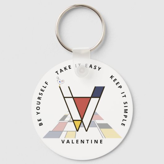 印象的な新可塑主義アートモノグラム。レターV キーホルダー (正面)