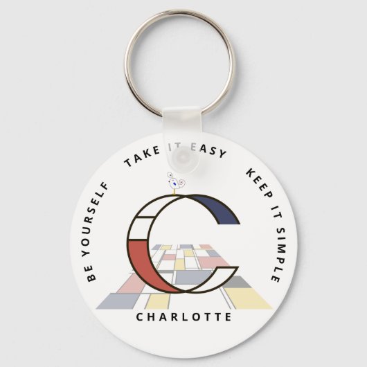 印象的な新可塑主義アートモノグラム。文字C キーホルダー (正面)