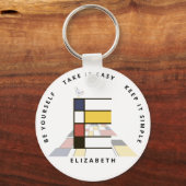 印象的な新可塑主義アートモノグラム。文字E キーホルダー (正面)