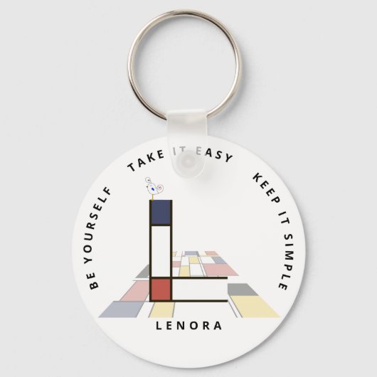 印象的な新可塑主義アートモノグラム。文字L キーホルダー (正面)