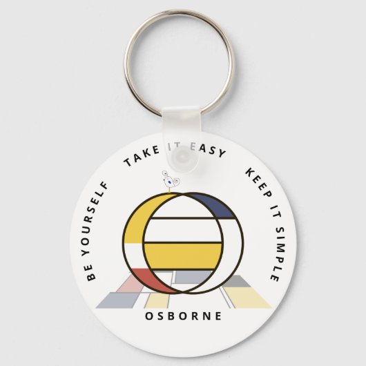 印象的な新可塑主義アートモノグラム。文字O キーホルダー (正面)