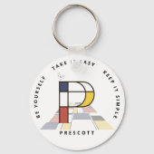 印象的な新可塑主義アートモノグラム。文字P キーホルダー (正面)