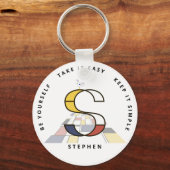 印象的な新可塑主義アートモノグラム。文字S キーホルダー (正面)