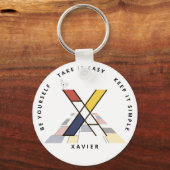 印象的な新可塑主義アートモノグラム。文字X キーホルダー (正面)