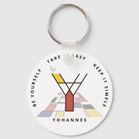 印象的な新可塑主義アートモノグラム。文字Y キーホルダー (正面)