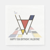 印象的な新可塑性スタイルモノグラム。レターV スタンダードランチョンナプキン (正面)