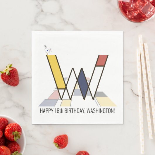 印象的な新可塑性スタイルモノグラム。レターW スタンダードランチョンナプキン (インサイチュ)