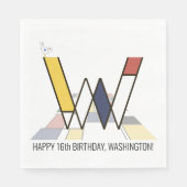 印象的な新可塑性スタイルモノグラム。レターW スタンダードランチョンナプキン (正面)