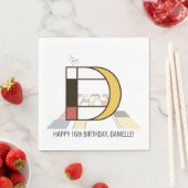 印象的な新可塑性スタイルモノグラム。文字D スタンダードランチョンナプキン (インサイチュ)