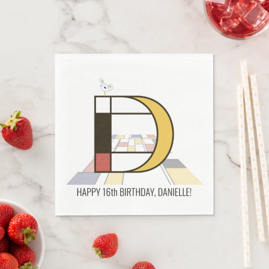 印象的な新可塑性スタイルモノグラム。文字D スタンダードランチョンナプキン (インサイチュ)