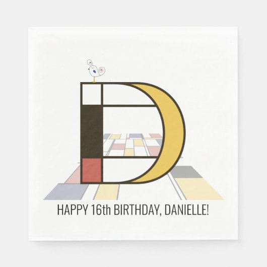 印象的な新可塑性スタイルモノグラム。文字D スタンダードランチョンナプキン (正面)