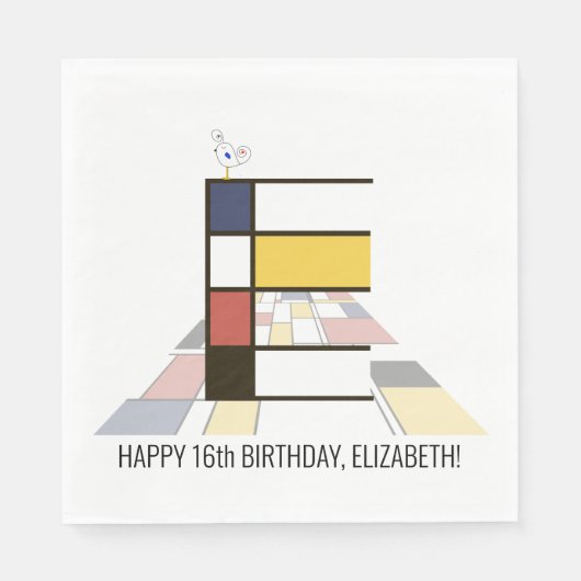 印象的な新可塑性スタイルモノグラム。文字E スタンダードランチョンナプキン (正面)