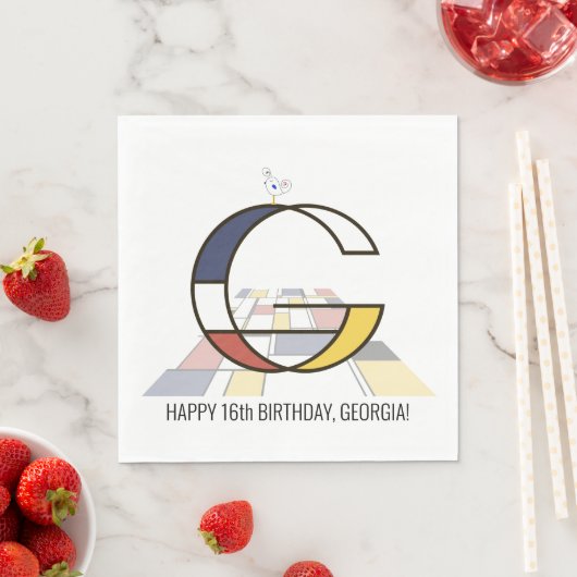 印象的な新可塑性スタイルモノグラム。文字G スタンダードランチョンナプキン (インサイチュ)