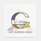 印象的な新可塑性スタイルモノグラム。文字G スタンダードランチョンナプキン (正面)